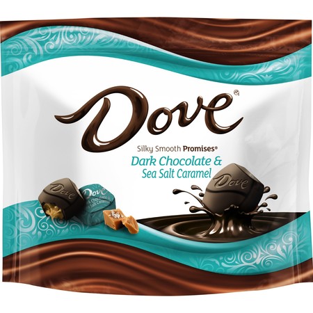 DOVE CHOCOLATE Dark Chocolate Sea Salt Caramel Promises Stand Up Pouch 7.61 oz., PK8 361575